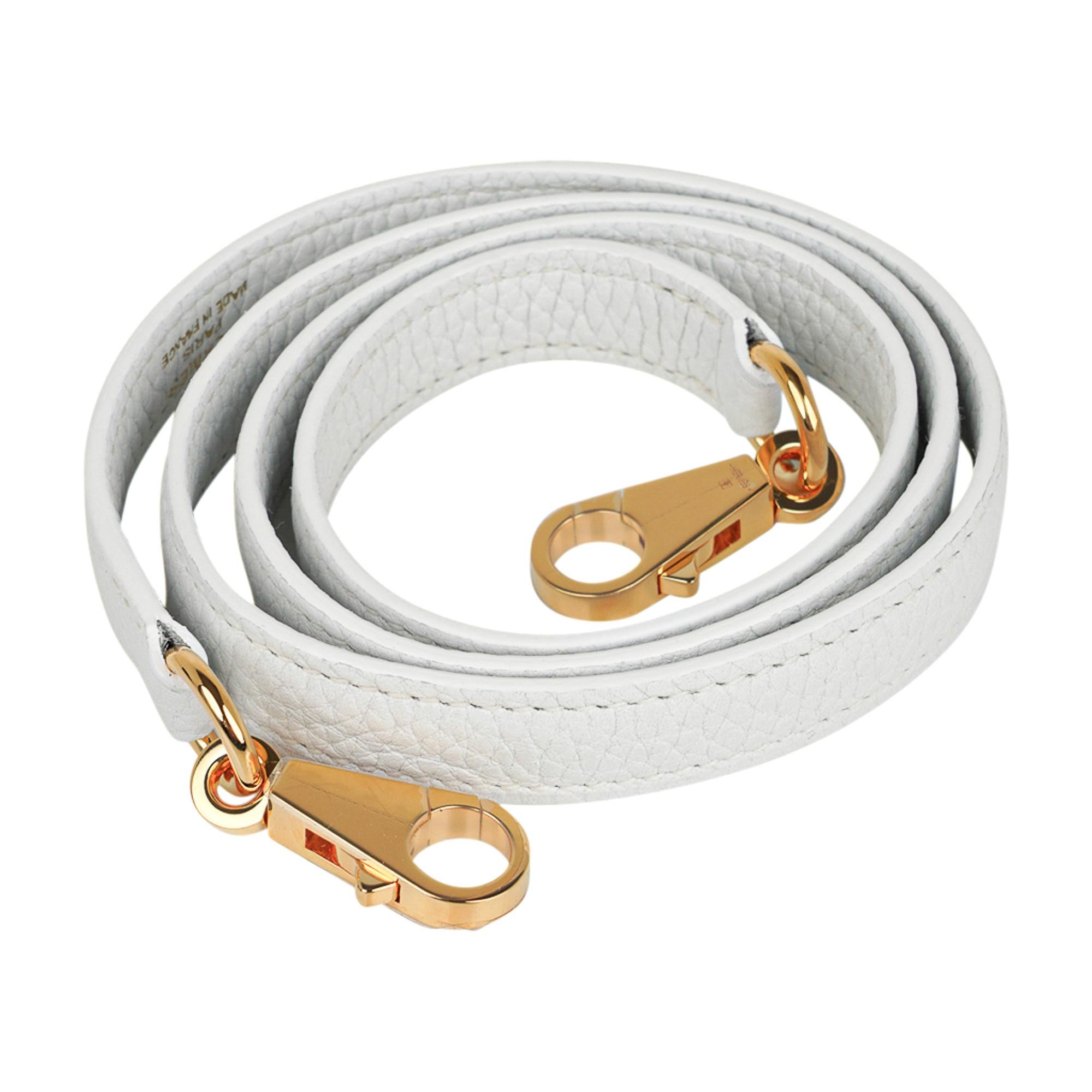 Hermes Kelly 28 White Bag Gold Hardware Clemence Leather 4