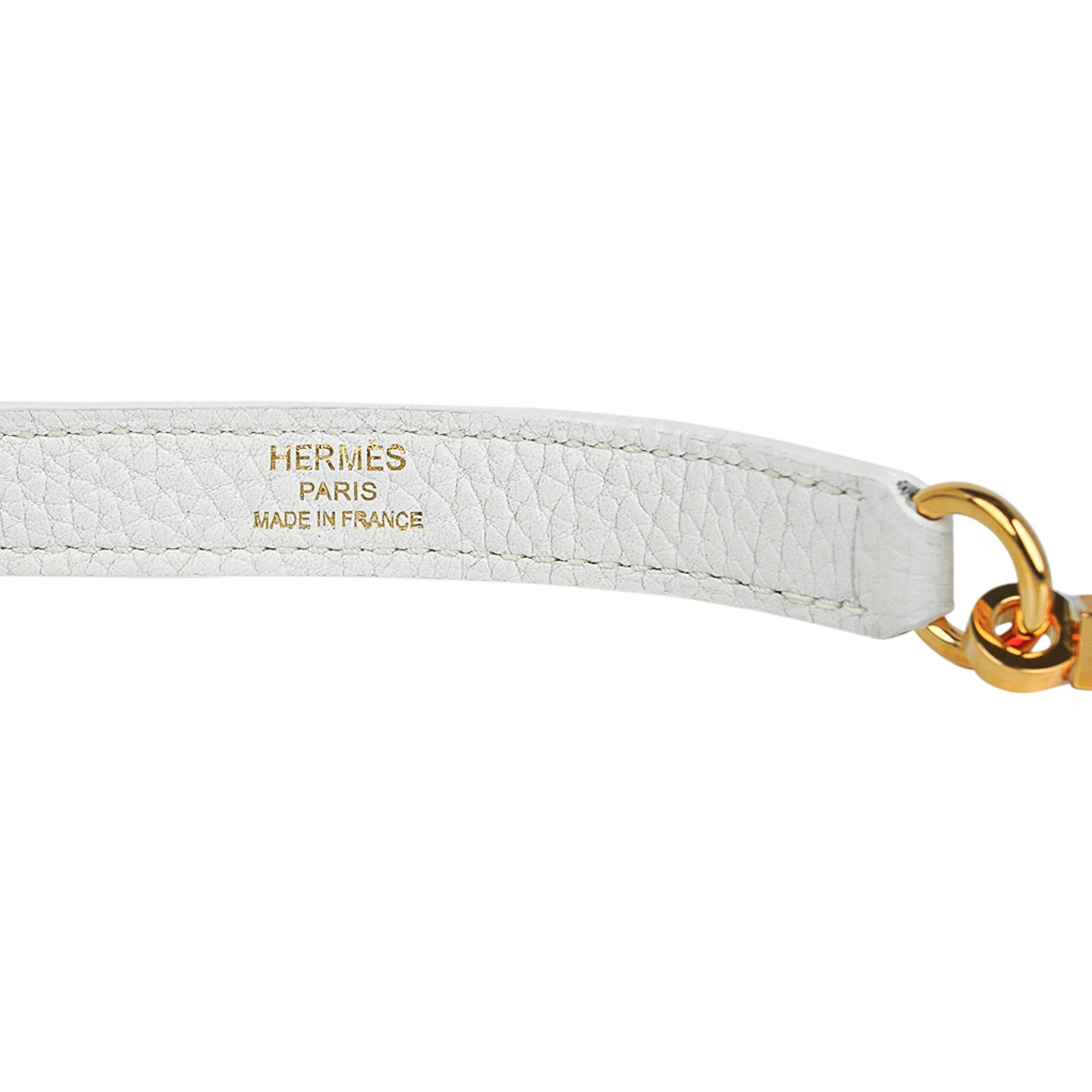 Hermes Kelly 28 White Bag Gold Hardware Clemence Leather 5