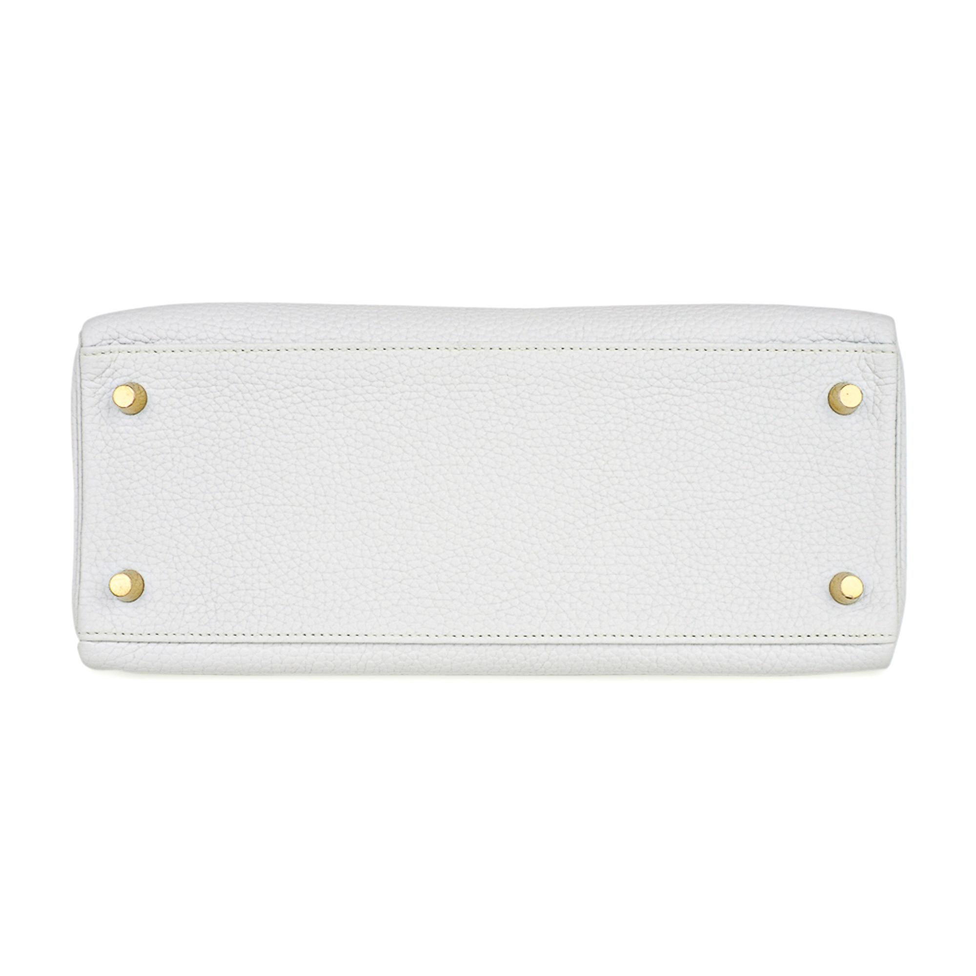 Hermes Kelly 28 White Bag Gold Hardware Clemence Leather 3