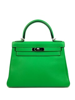 Hermes Kelly 28 Bamboo Green Palladium Hardware