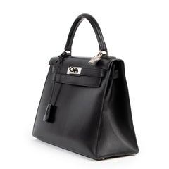 Hermes Kelly 28 Black Boxcalf + Strap