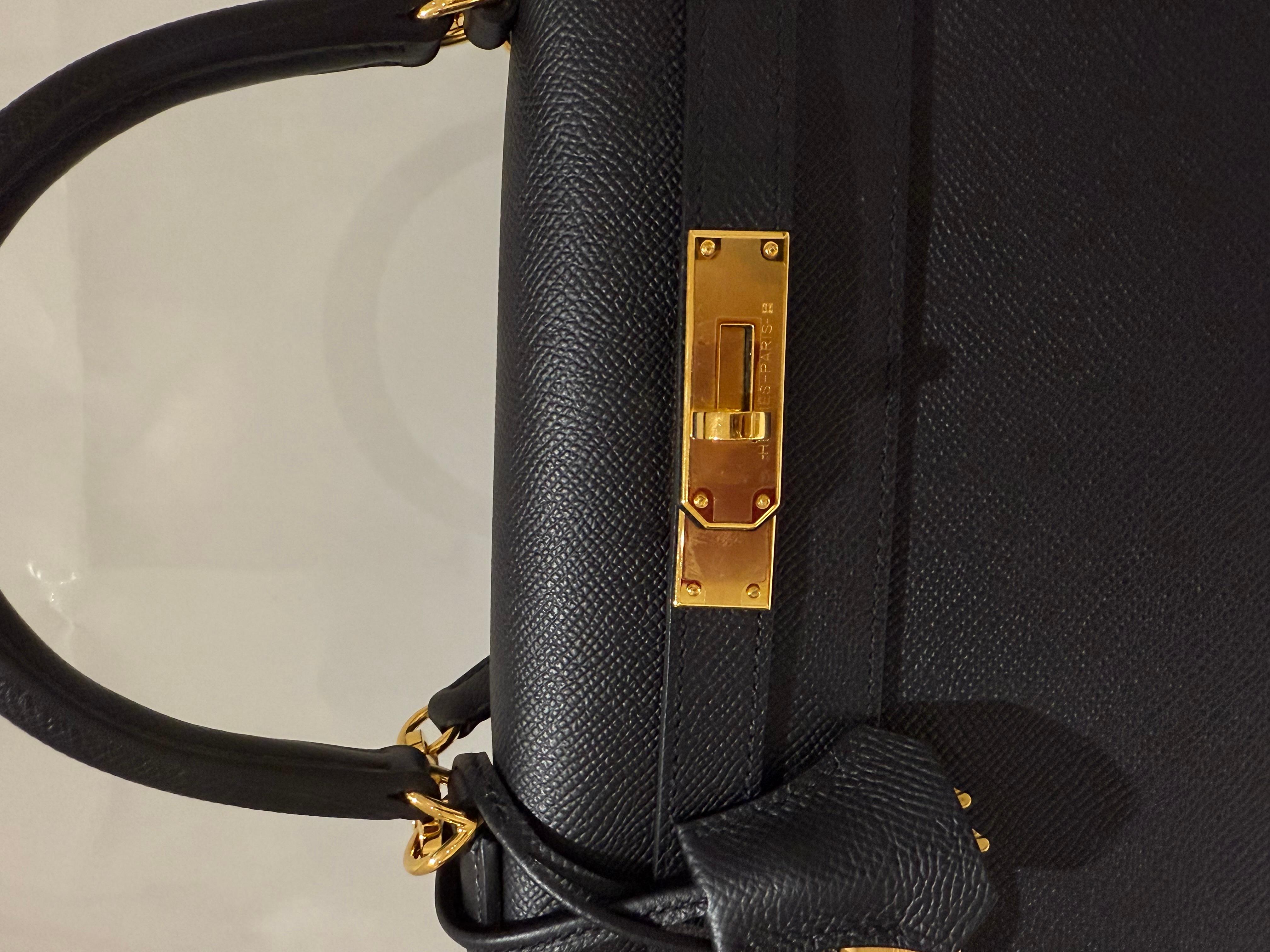 Hermes Kelly 28 Black Epsom gold hardware handbag 1