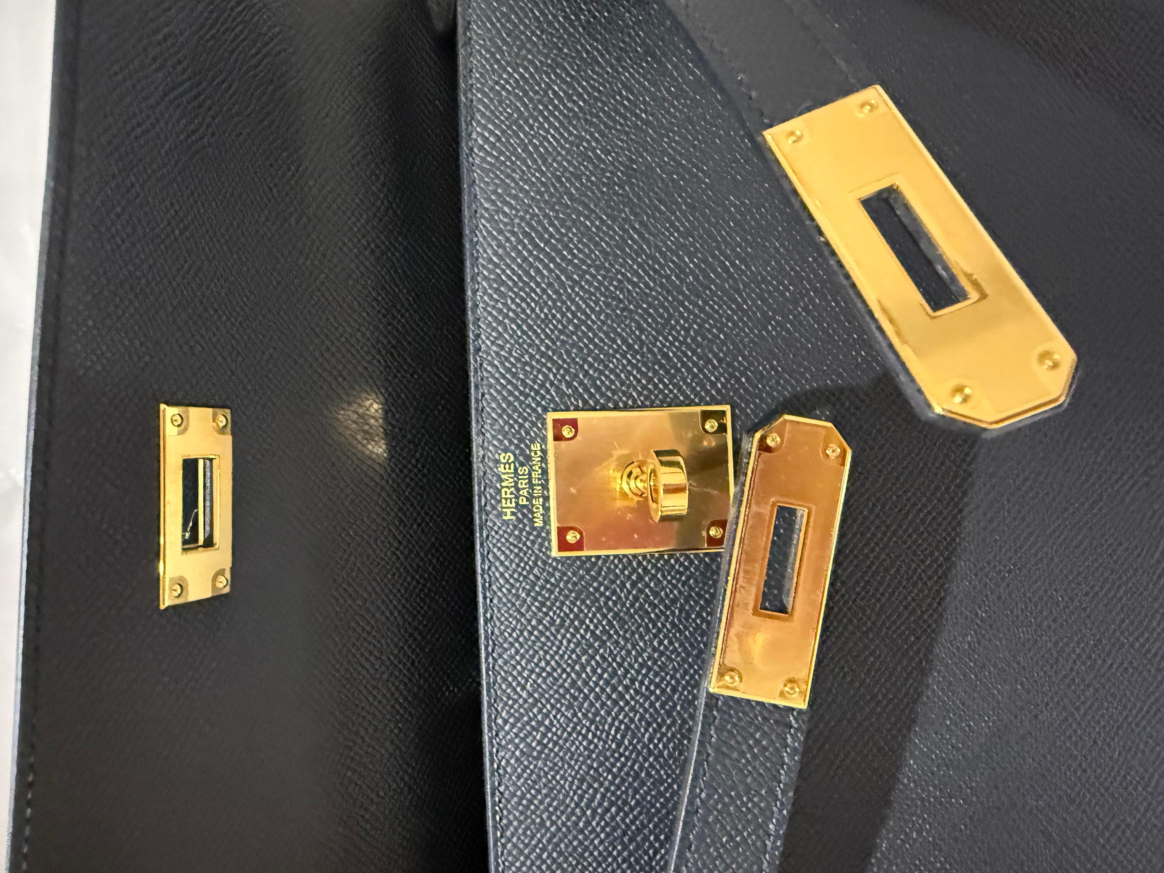 Hermes Kelly 28 Black Epsom gold hardware handbag 2