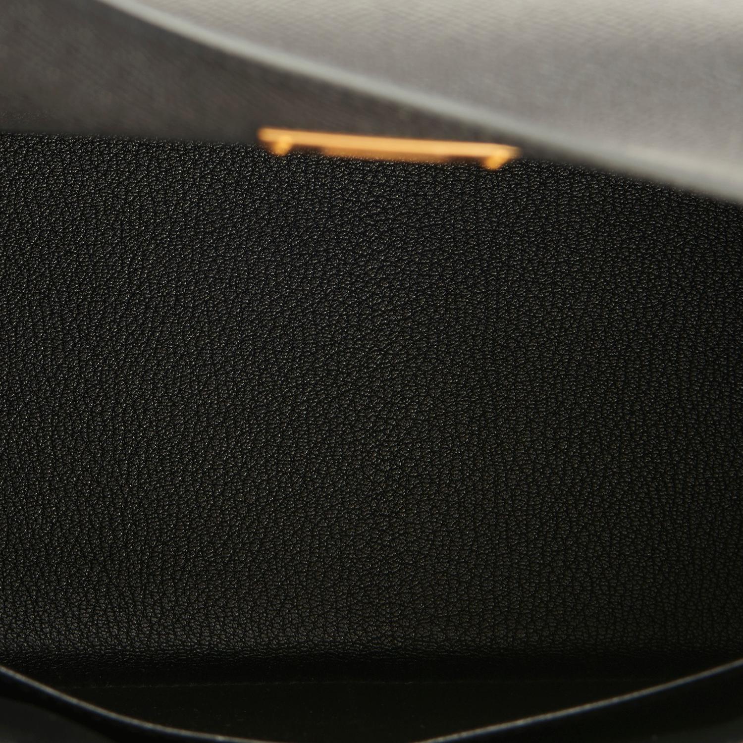 Hermès Kelly 28 Schwarz Epsom Sellier Gold Hardware Z-Stempel, 2021 im Angebot 4