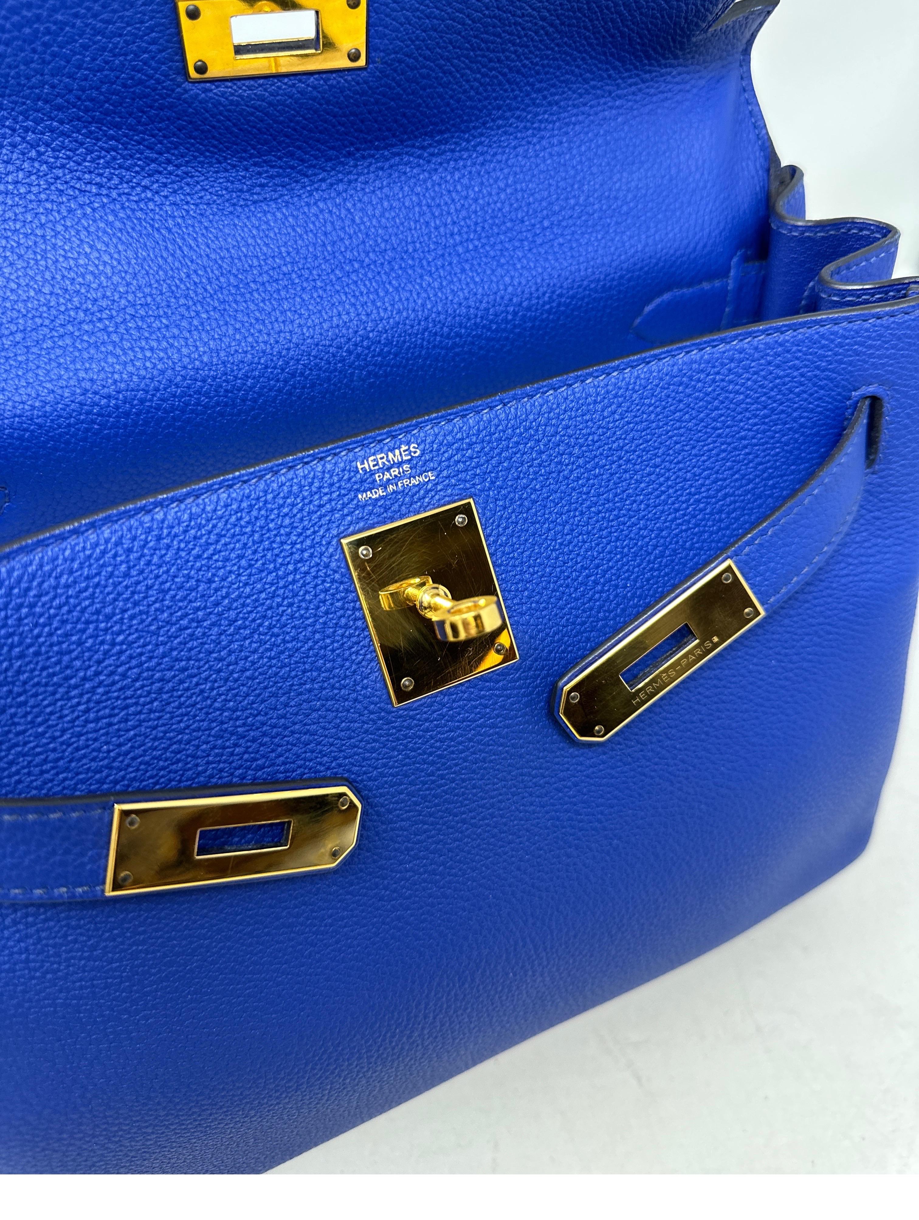 Hermes Kelly 28 Bleu Electrique Bag  12