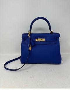 Hermes Kelly 28 Bleu Electrique Bag