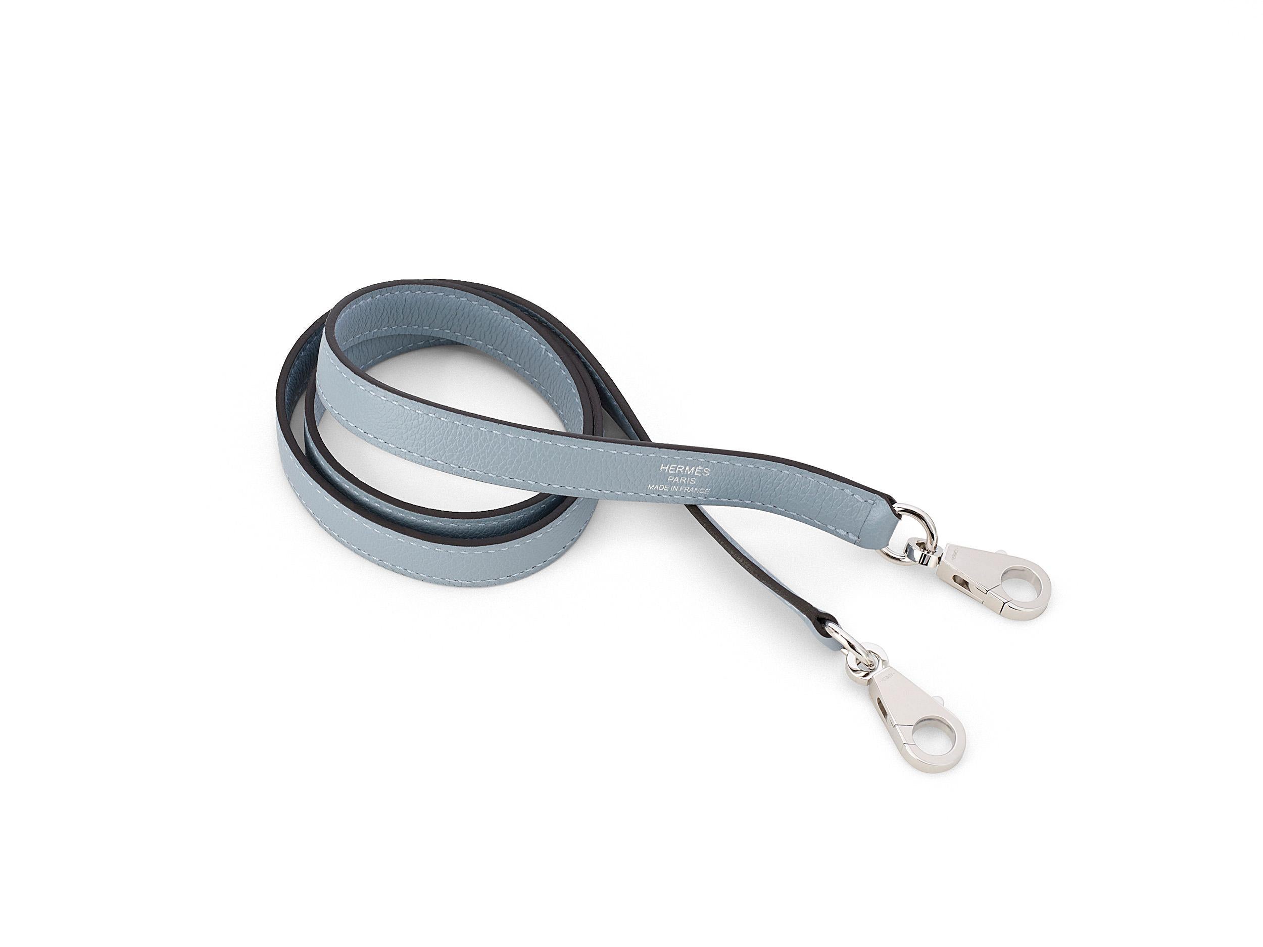 Hermès Kelly 28 Bleu Lin Evercolor Palladium Hardware en venta 5
