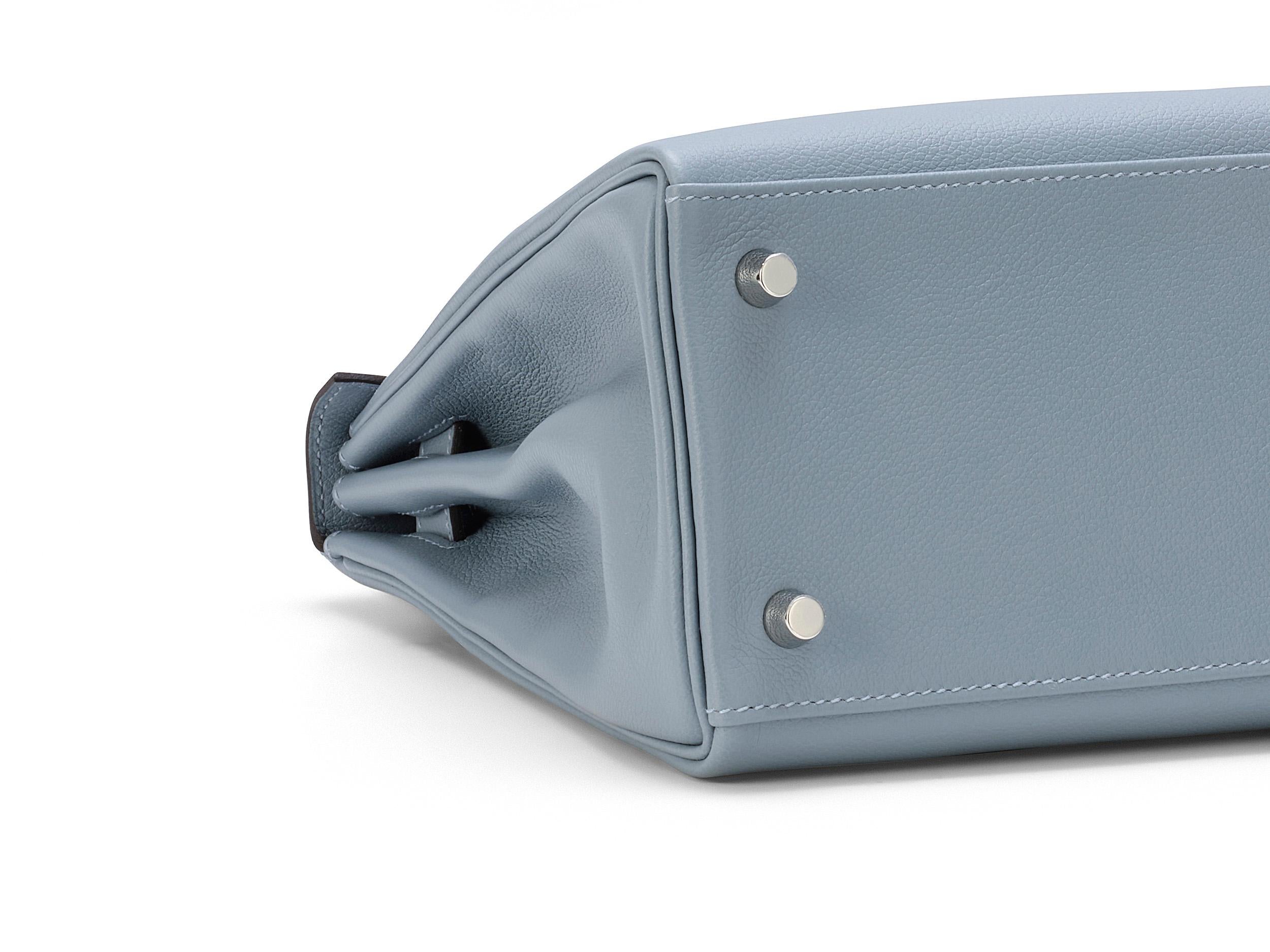 Femenino o masculino Hermès Kelly 28 Bleu Lin Evercolor Palladium Hardware en venta