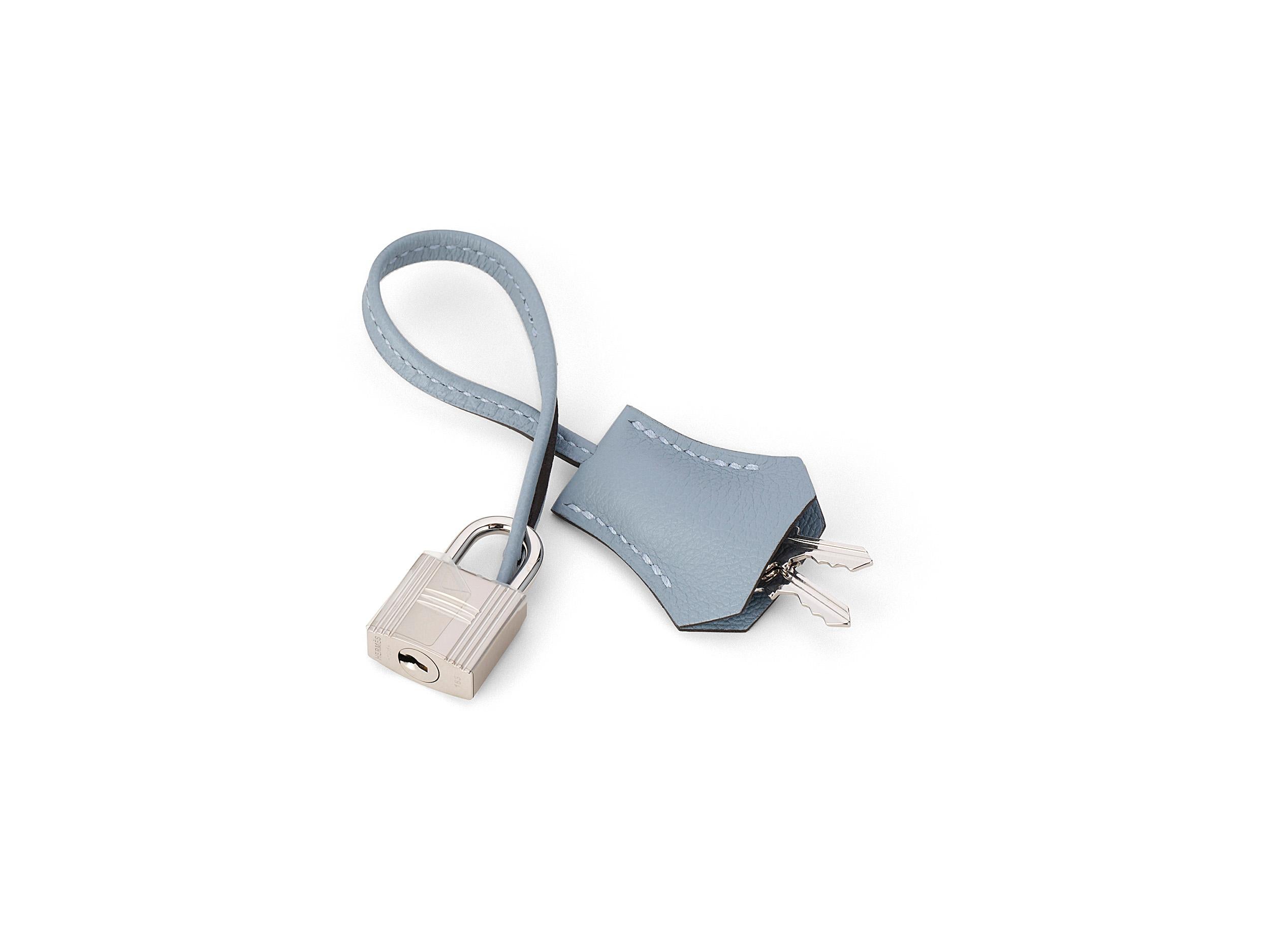 Hermès Kelly 28 Bleu Lin Evercolor Palladium Hardware en venta 4