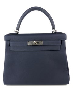 Hermes Kelly 28 Bleu Nuit Navy Blue Leather Gold Hardware 2019
