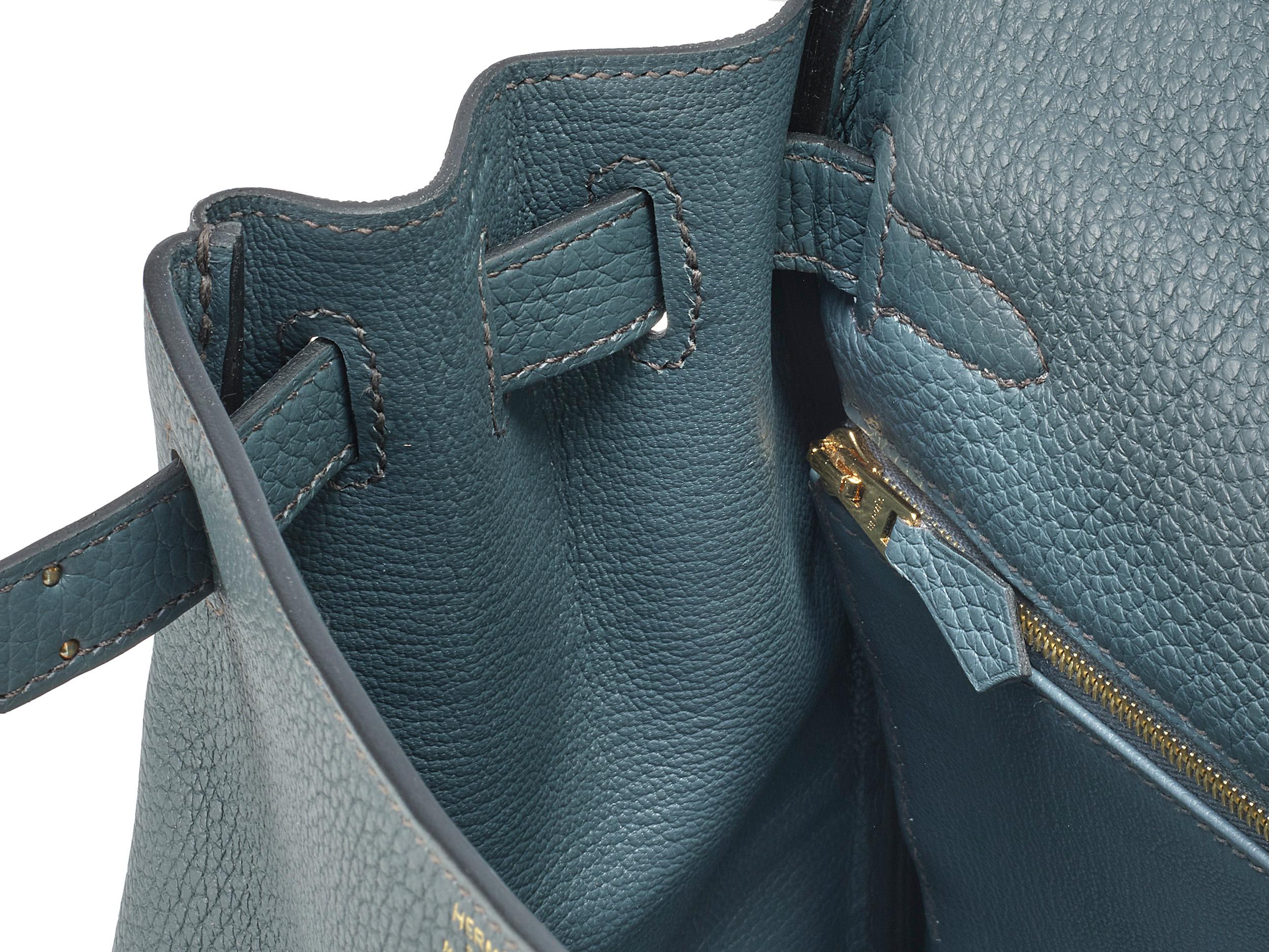 Hermès Kelly 28 Bleu Orage Taurillon Clemence Herrajes de Oro en venta 1