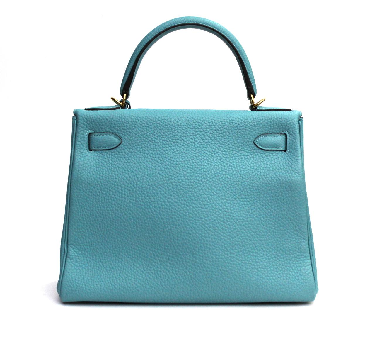 Hermès Kelly 28 Blue Atoll Togo Leather In Excellent Condition In Torre Del Greco, IT