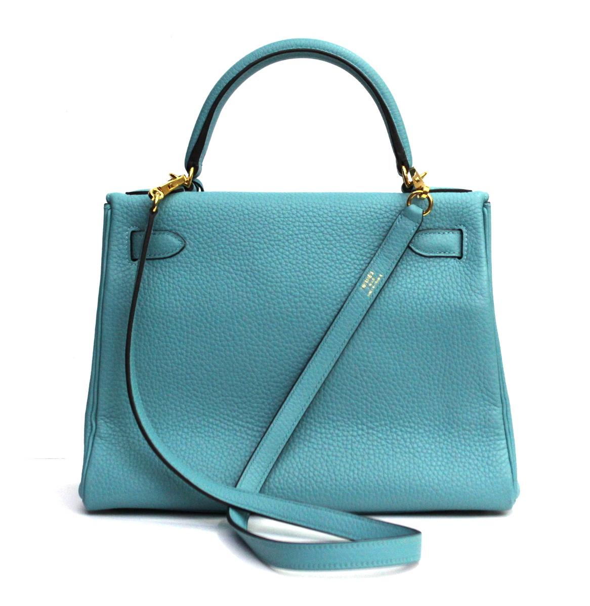 Women's Hermès Kelly 28 Blue Atoll Togo Leather