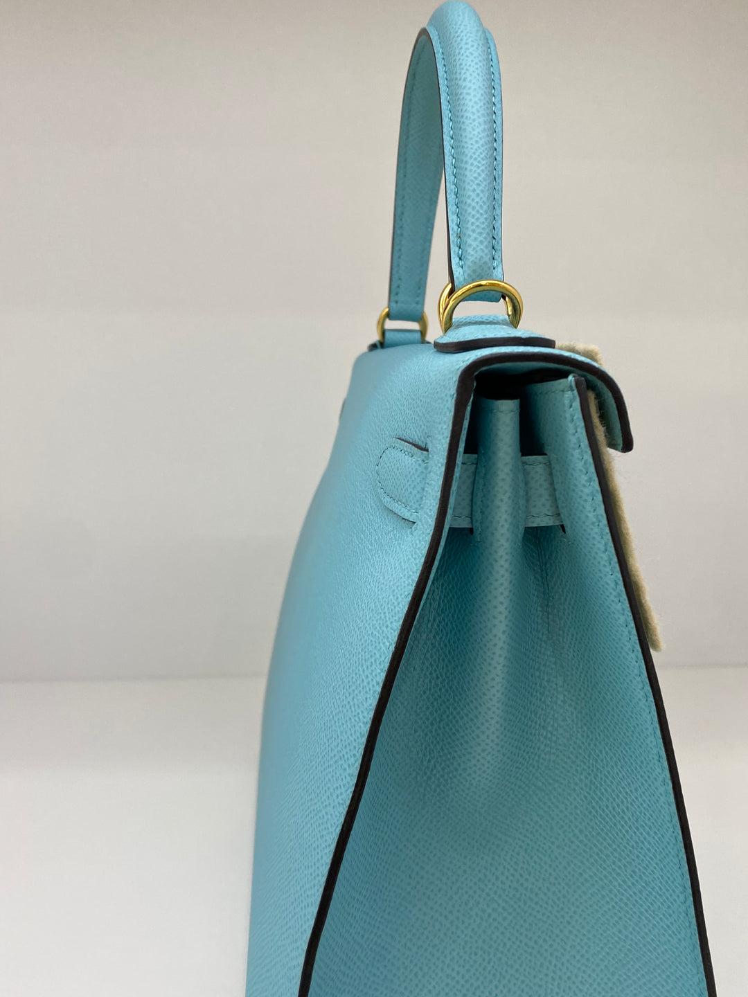 Hermes Kelly 28 Blue Atoll - Y Stamp GHW 1