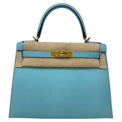 Hermes Kelly 28 Bleu Electrique Bag For Sale at 1stDibs