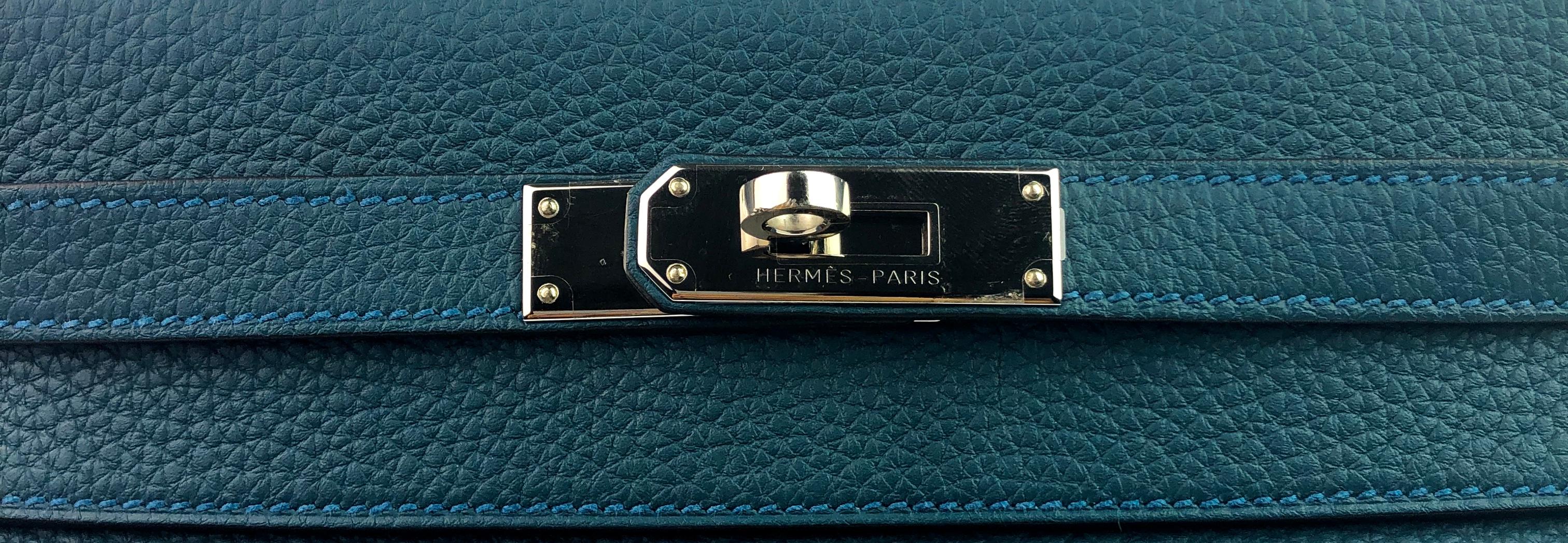 Women's or Men's Hermes Kelly 28 Blue Cobalt Palladium Hardware W/ Plastic