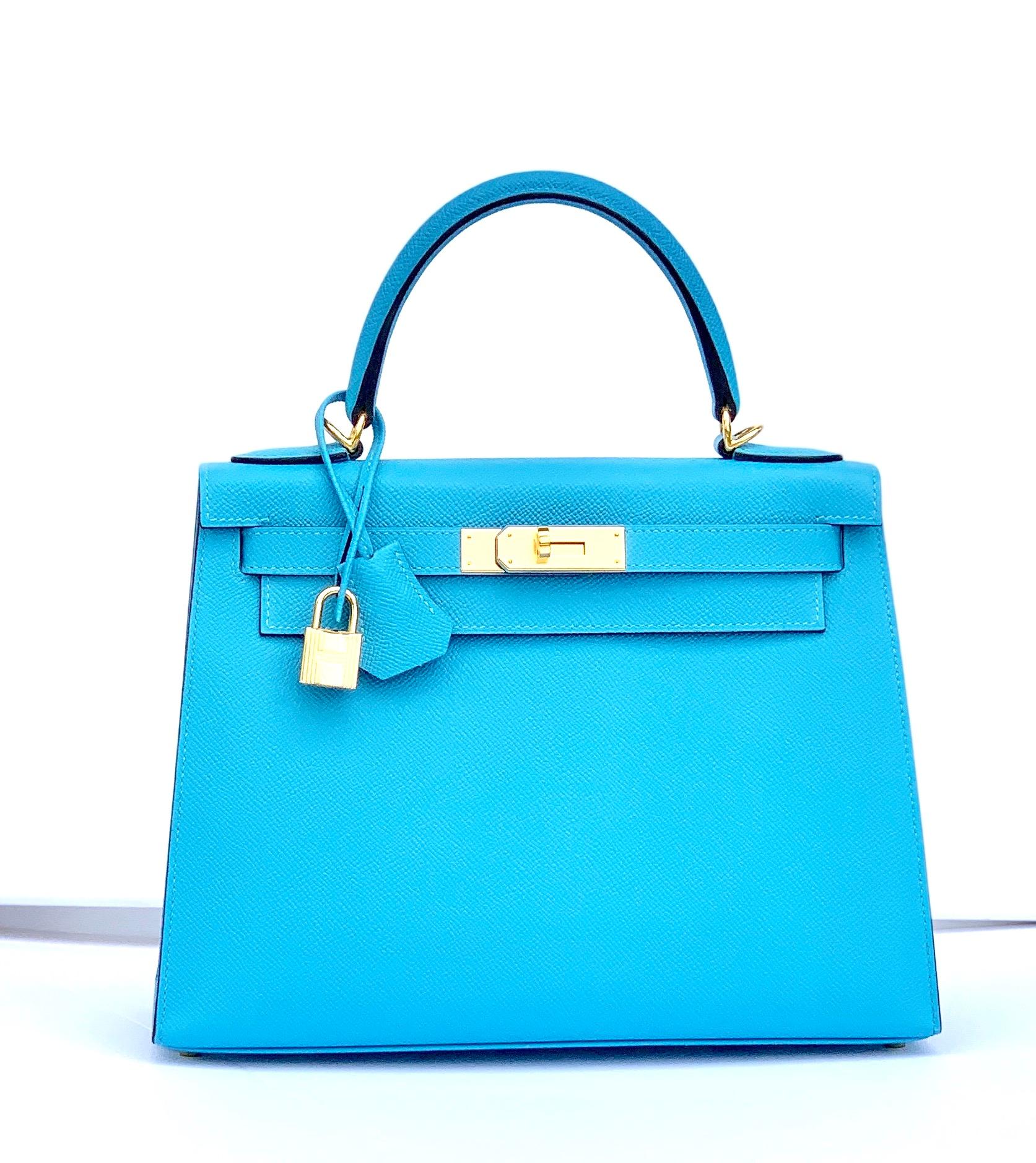 Hermes 28cm Kelly
Hermes Kelly 28cm

New color Blue De Nord

Epsom sellier 

Gold Hardware

Beautiful Blue

Perfect for summer! 
Hermes Box, Dustcover, Ribbon, Lock and Keys, Clochette, Shoulder Strap, Felt