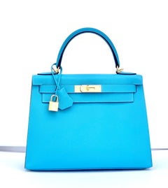 Hermes Kelly 28 Blue de Nord Epsom Sellier Bag Gold Hardware