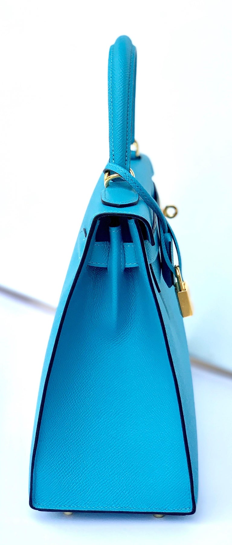 Hermès Kelly 25 Sellier Bleu de Nord Epsom Gold Hardware
