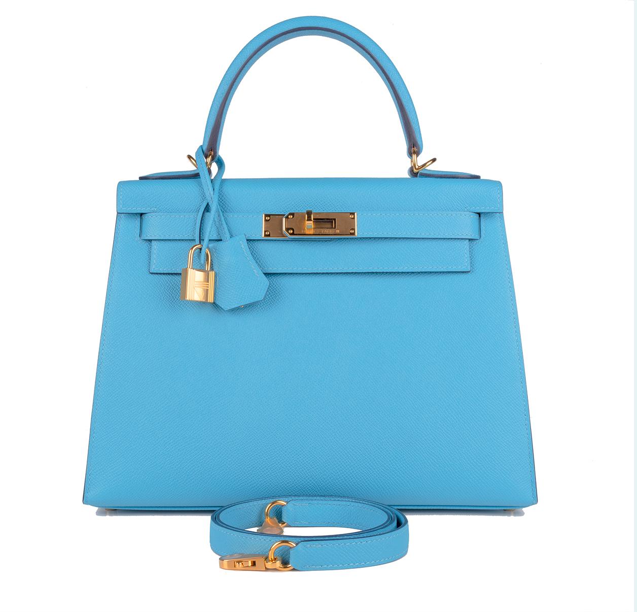 Hermes Kelly 28 Blue de Nord Epsom Sellier Bag Gold Hardware In New Condition In West Chester, PA