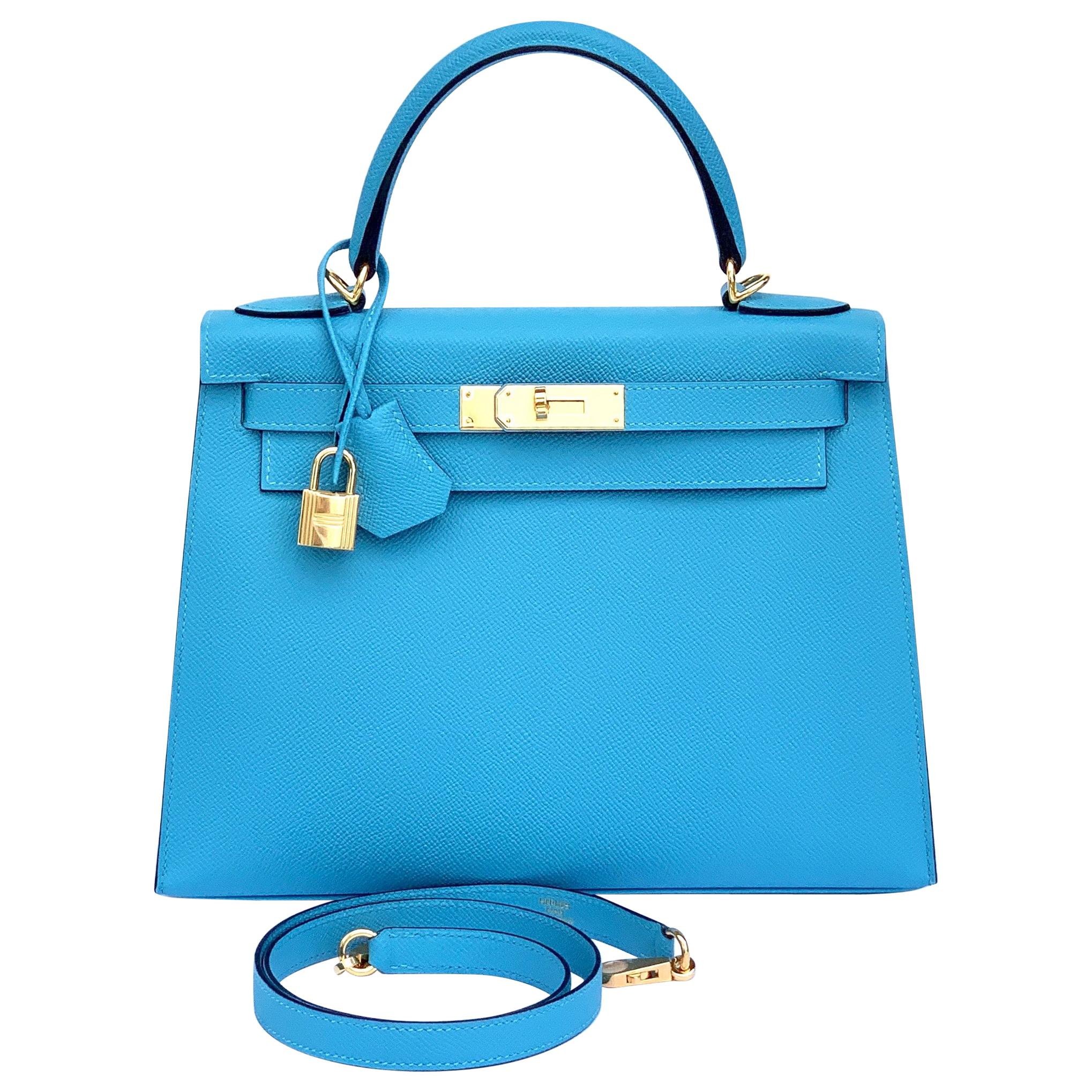 Hermès Mini Kelly Sellier 20 Top Handle Bag In Bleu Du Nord Epsom Leather  With Gold Hardware in Blue