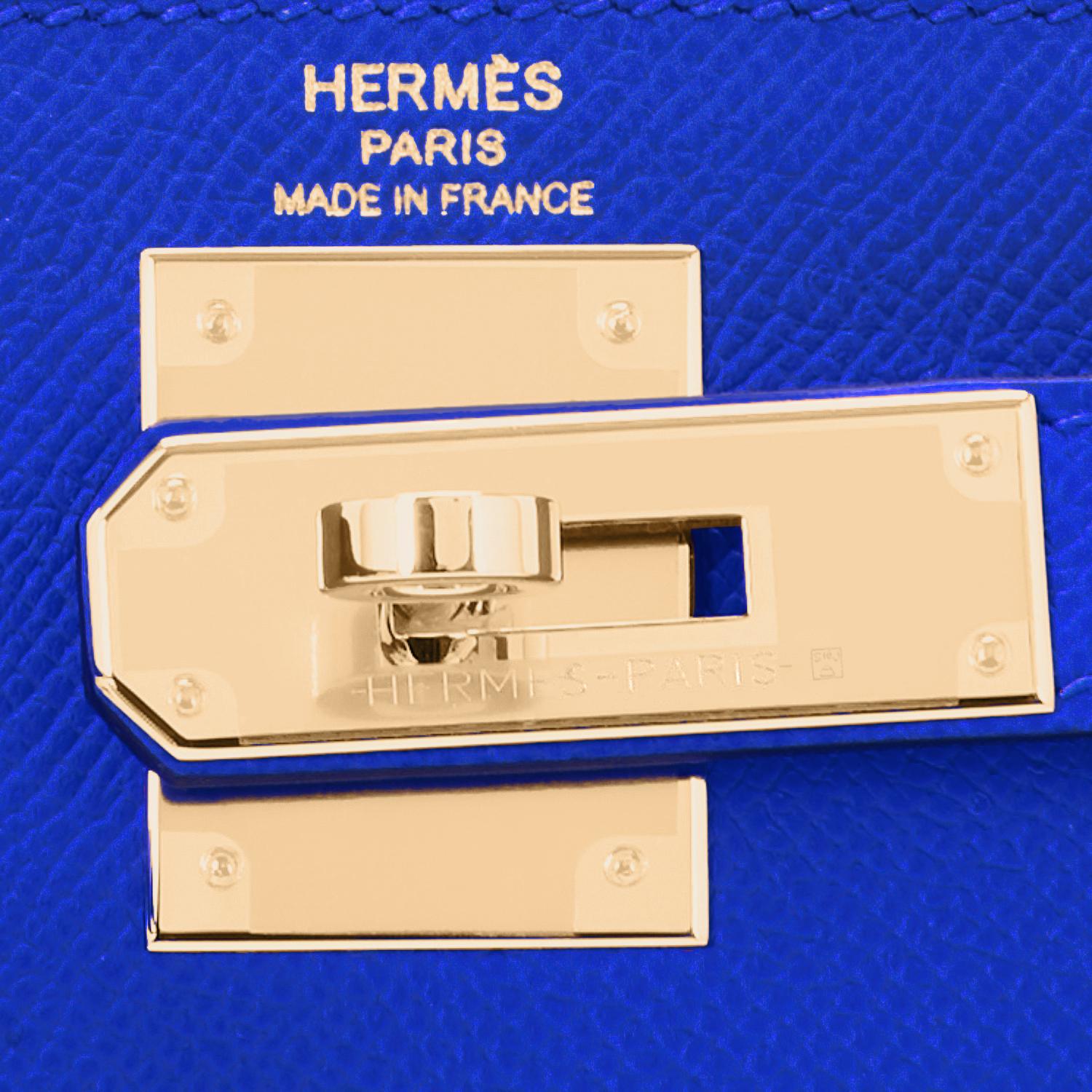 Hermes Kelly 28 Blue Electric Sellier Epsom Shoulder Bag Rare NEW 4