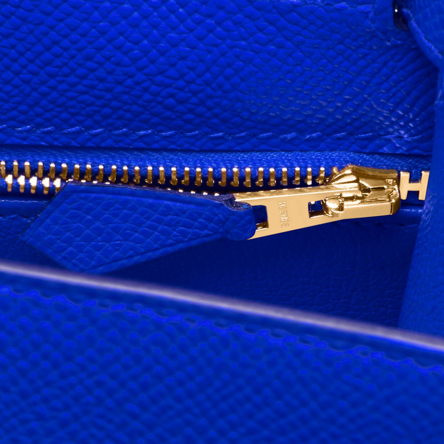 Hermes Kelly 28 Blue Electric Sellier Epsom Shoulder Bag Rare NEW 3