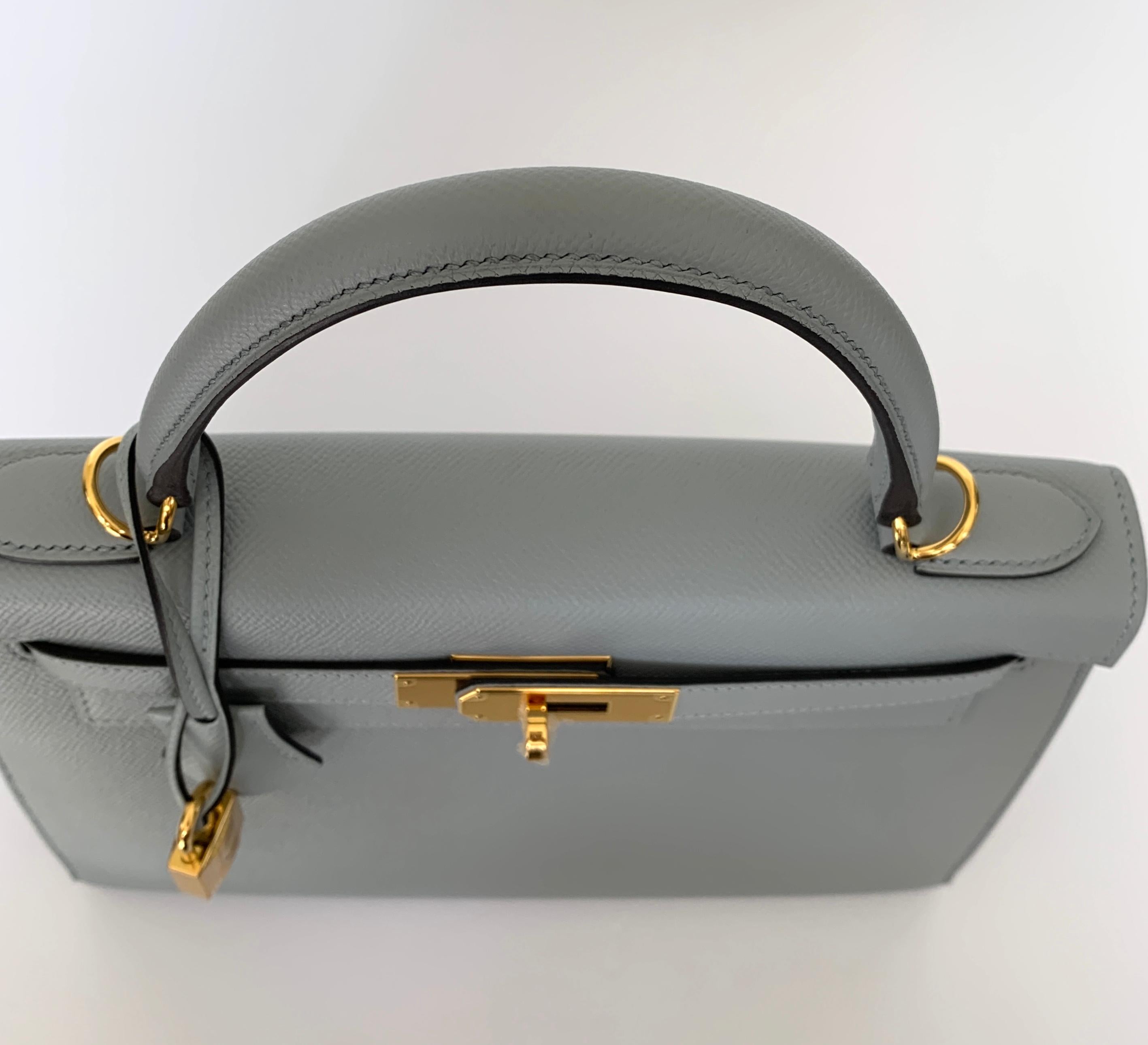 Hermes Kelly 28 Blue Glacier Epsom Sellier Bag Gold Hardware 1