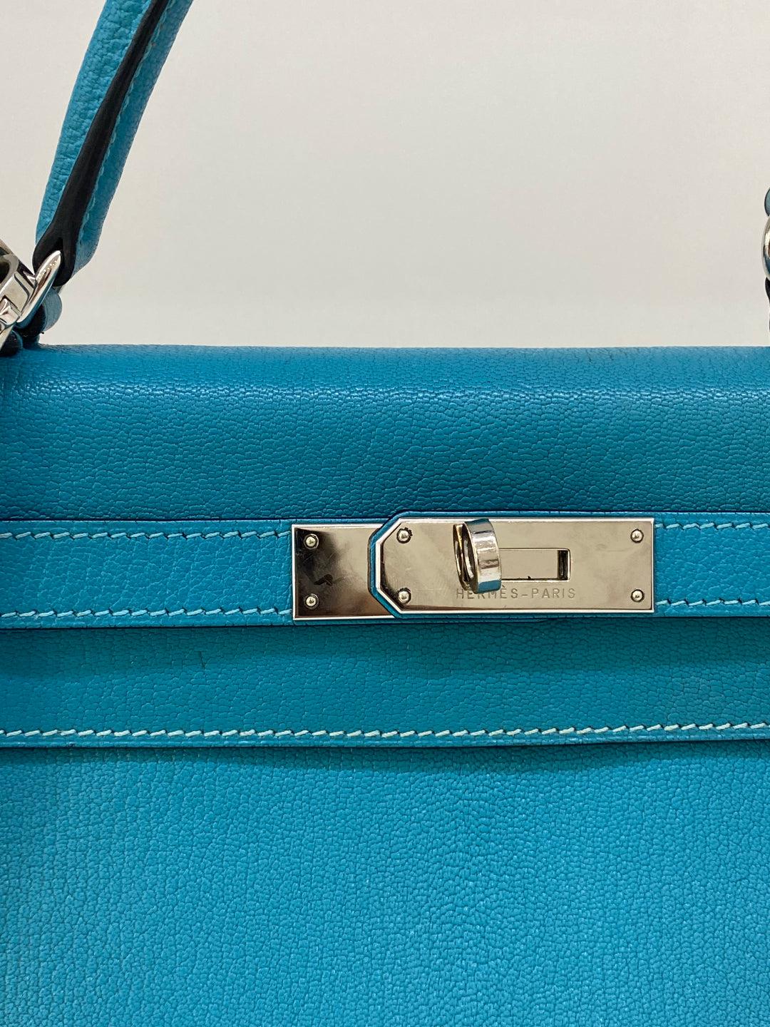 Hermes Kelly 28 Blue Jean PHW In Fair Condition In Double Bay, AU