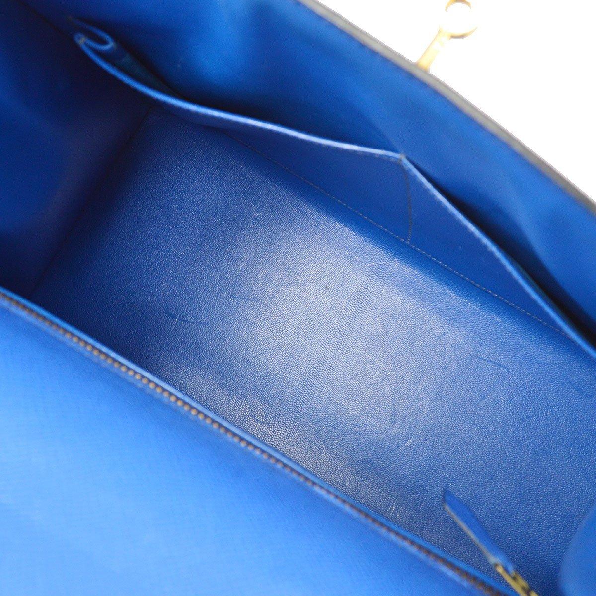 Hermes Kelly 28 Blue Leather Gold  Top Handle Satchel Tote Shoulder Bag  3