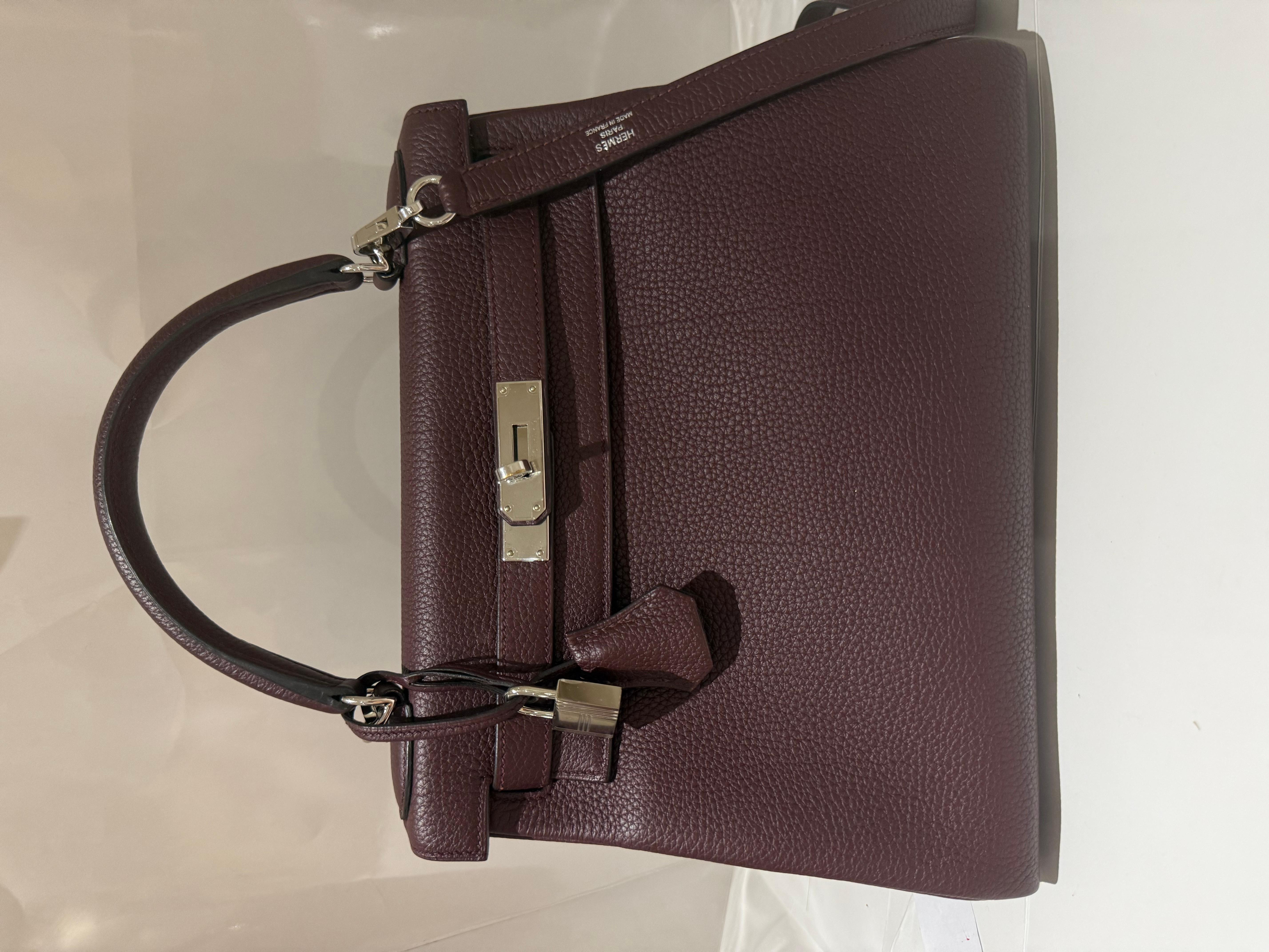 Hermes Kelly 28 Bordeaux Togo with Palladium hardware For Sale 2
