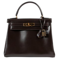 Hermès Kelly 28 Box Kalb Marron