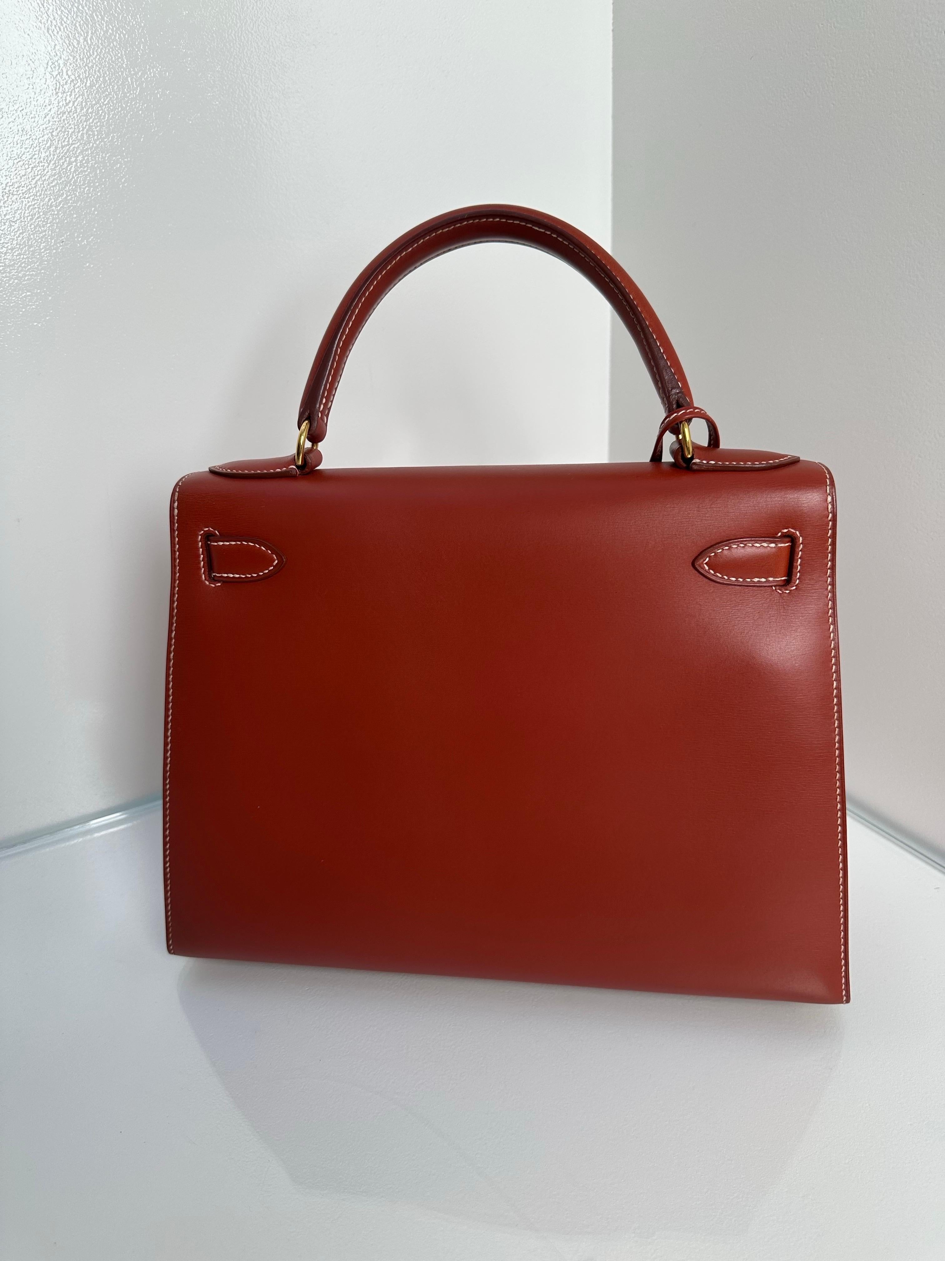 Hermes Kelly 28 Brique Box Gold Hardware en venta 2