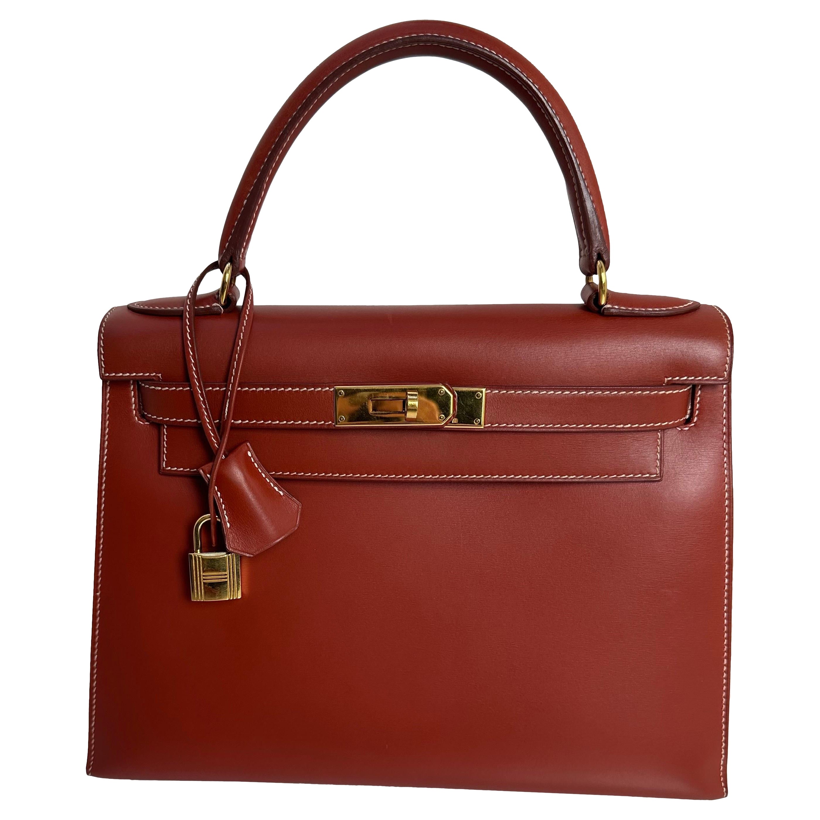Hermes Kelly 28 Brique Box Hardware Oro in vendita