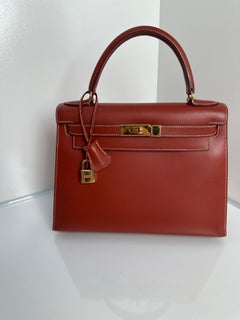Hermes Kelly 28 Brique Box Gold Hardware