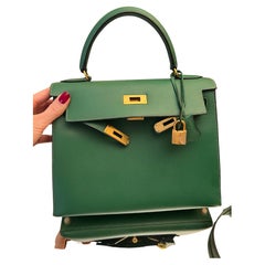 Borsa Hermes Kelly 28 Cactus Sellier con GHW in pelle di Courchevel