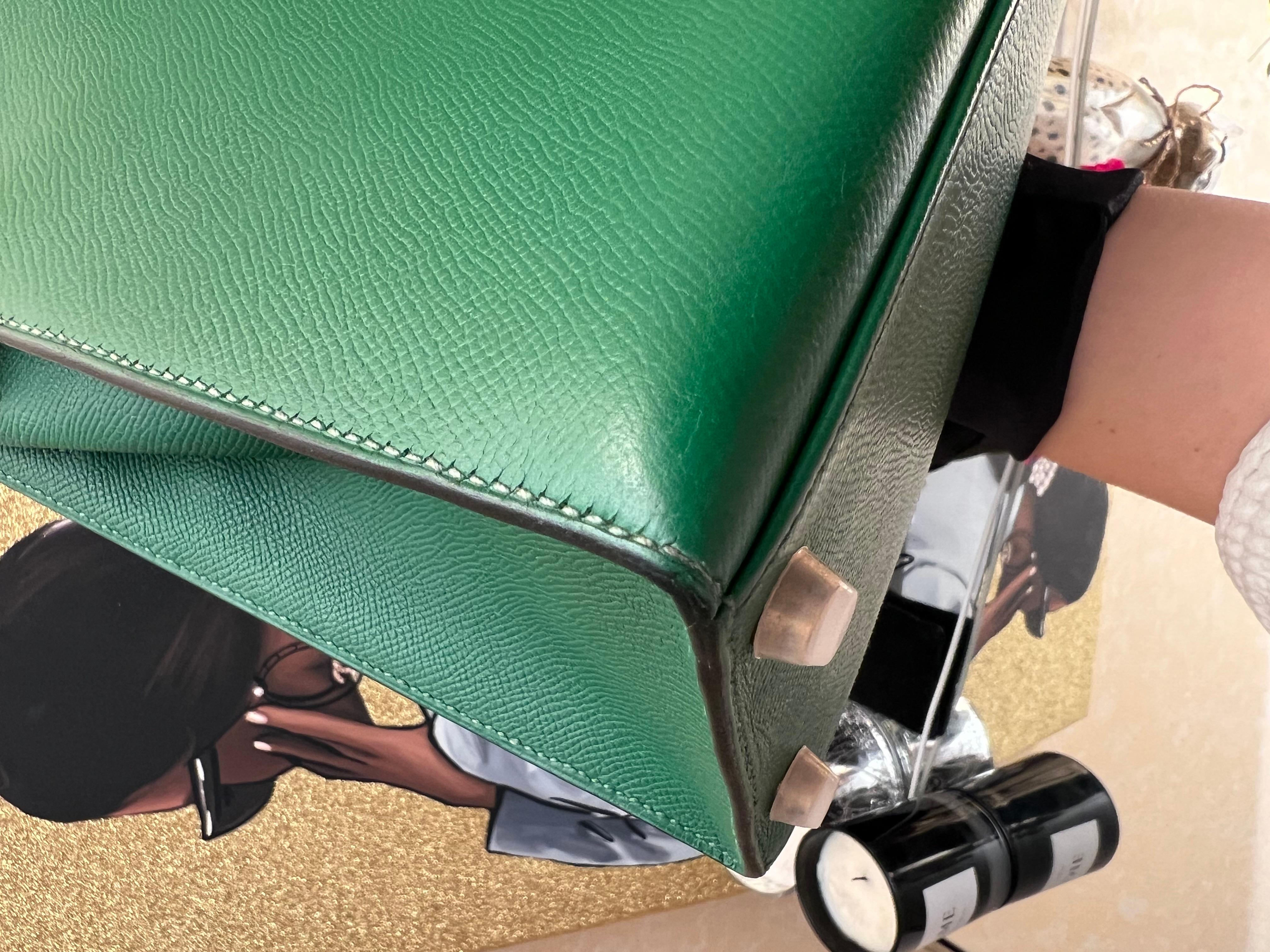 Hermes Kelly 28 Cactus Sellier Bag avec GHW en cuir d'Epsom  en vente 5
