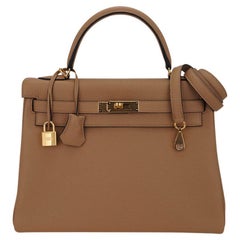 Hermes Kelly 32 Chai Borsa Hardware Oro Pelle Togo