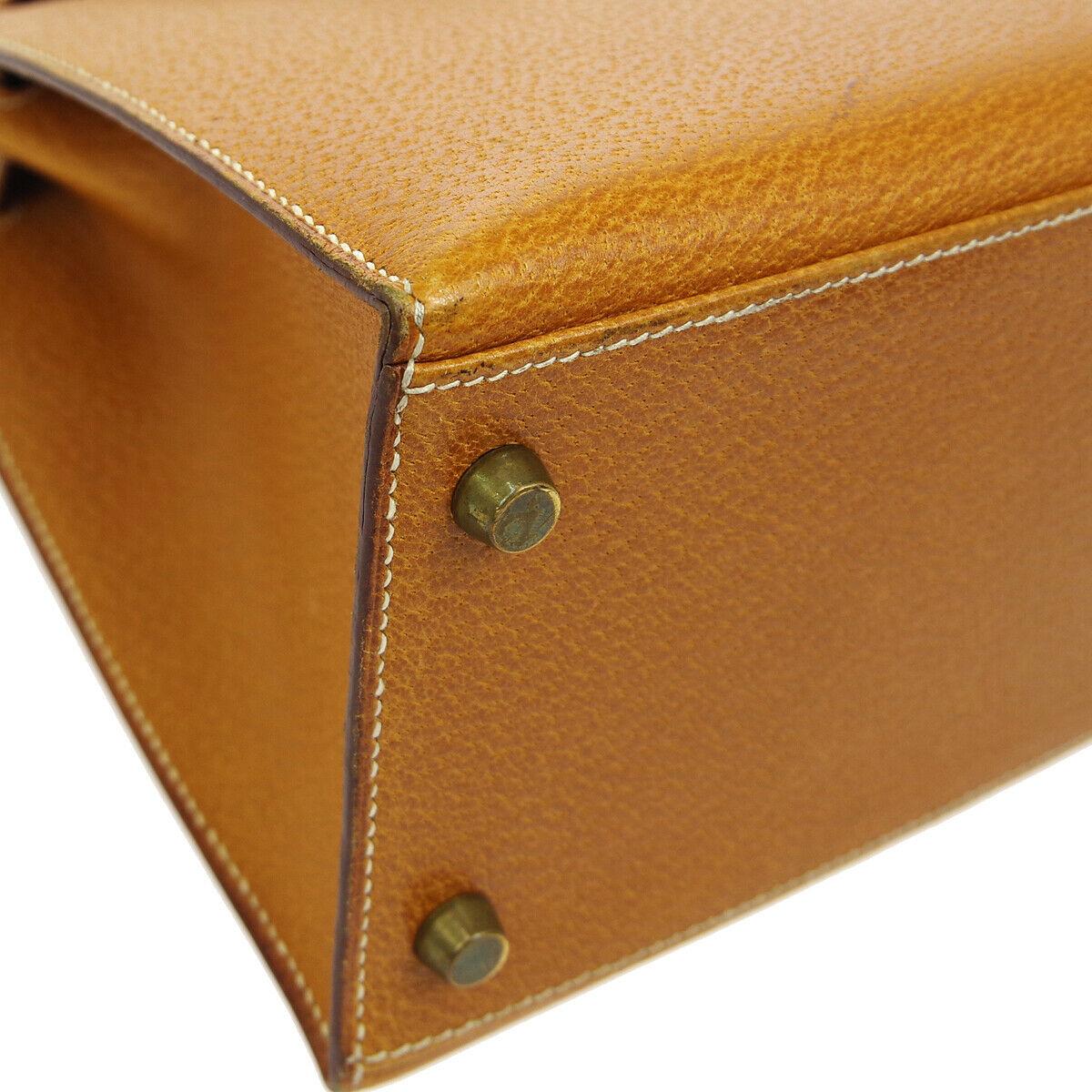 Brown Hermes Kelly 28 Cognac Leather Gold Top Handle Tote Shoulder Bag