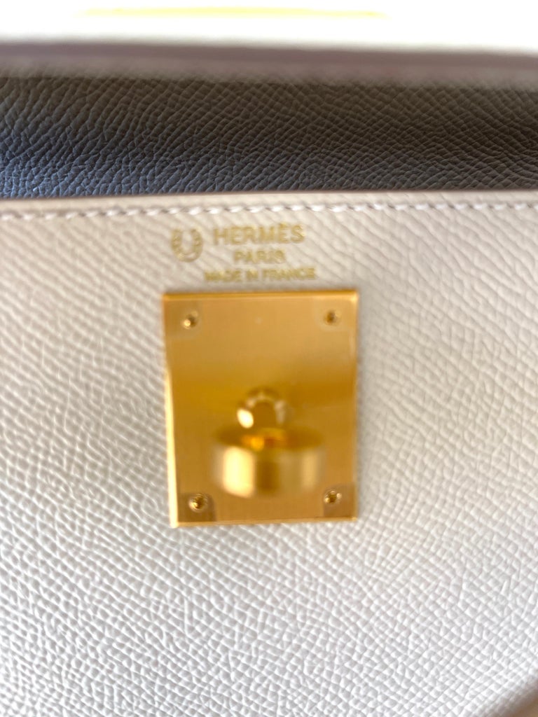 Hermès Kelly HSS 28 Rouge Casaque/Etoupe Sellier Epsom Brushed Gold Ha —  The French Hunter