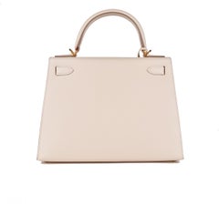 Hermes Kelly 28 Craie Epsom Sellier Bag Gold Hardware