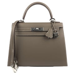 Hermes Kelly 28 Epsom Sellier Etoupe Grey Grey Palladium Bag Y Stamp 2020