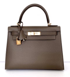 Hermes Kelly 28 Etain Epsom Sellier Tasche Gold Hardware