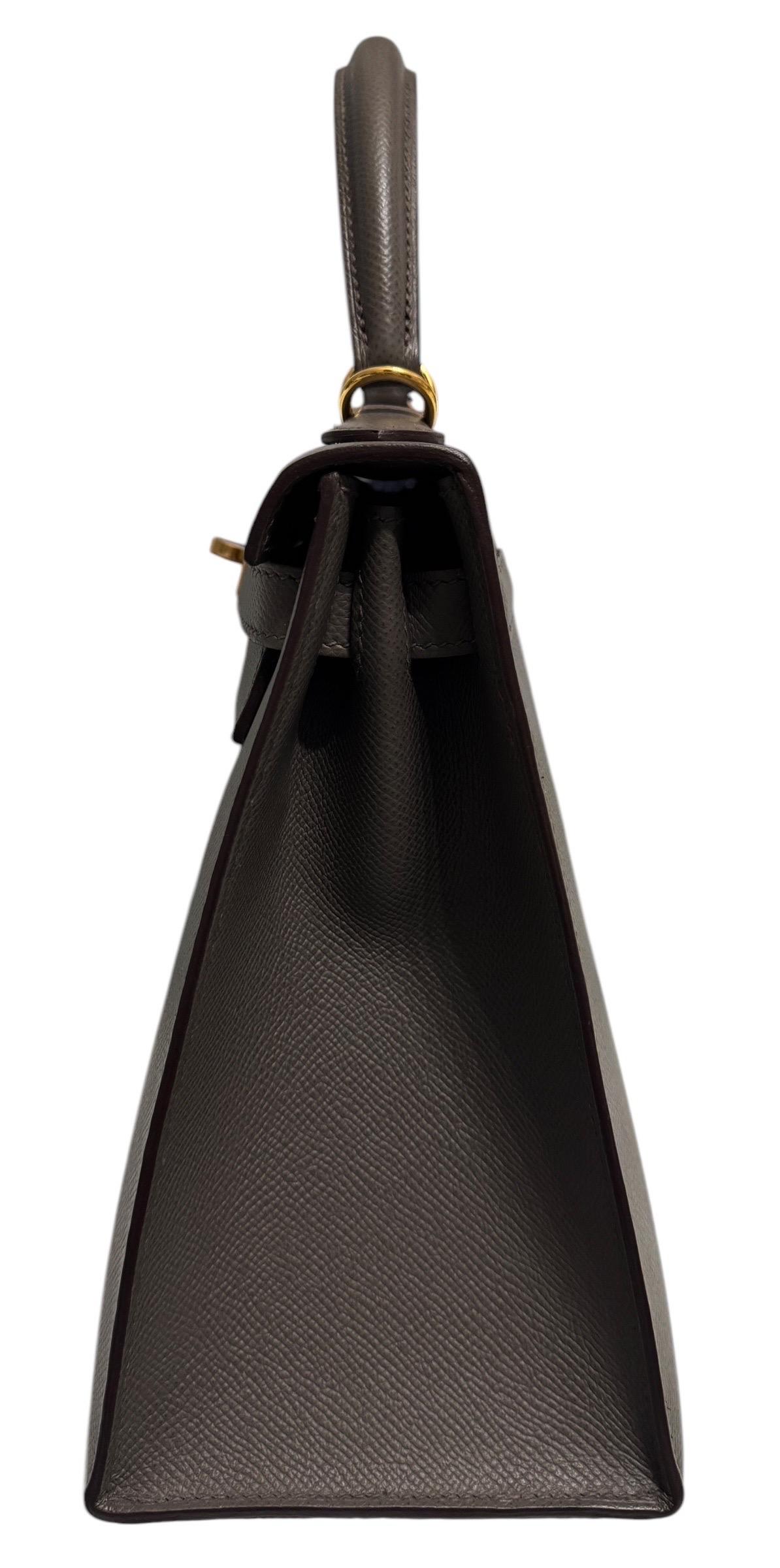 Black Hermes Kelly 28 Etain gold hardware