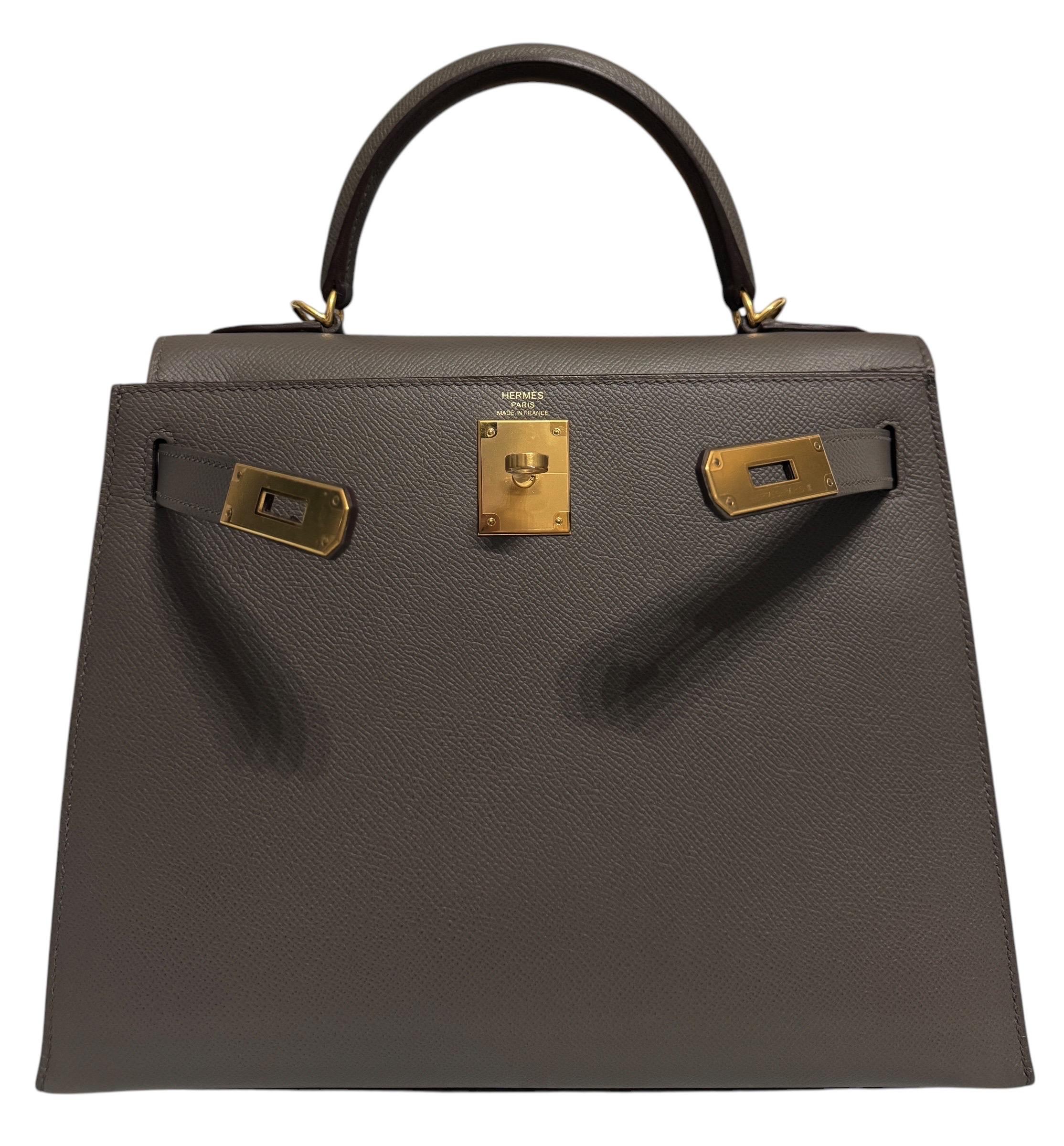 Women's or Men's Hermes Kelly 28 Etain gold hardware