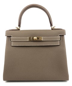Hermes Kelly 28 Etoupe Gray Grey Togo Leather Gold Hardware NEW 2022