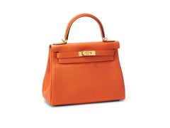 Hermès Kelly 28 Feu Taurillon Clemence Gold Hardware