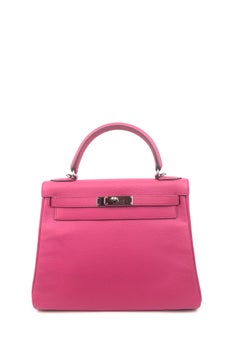 Hermes Kelly 28 Fuchsia Chevre Mysore Palladium Hardware