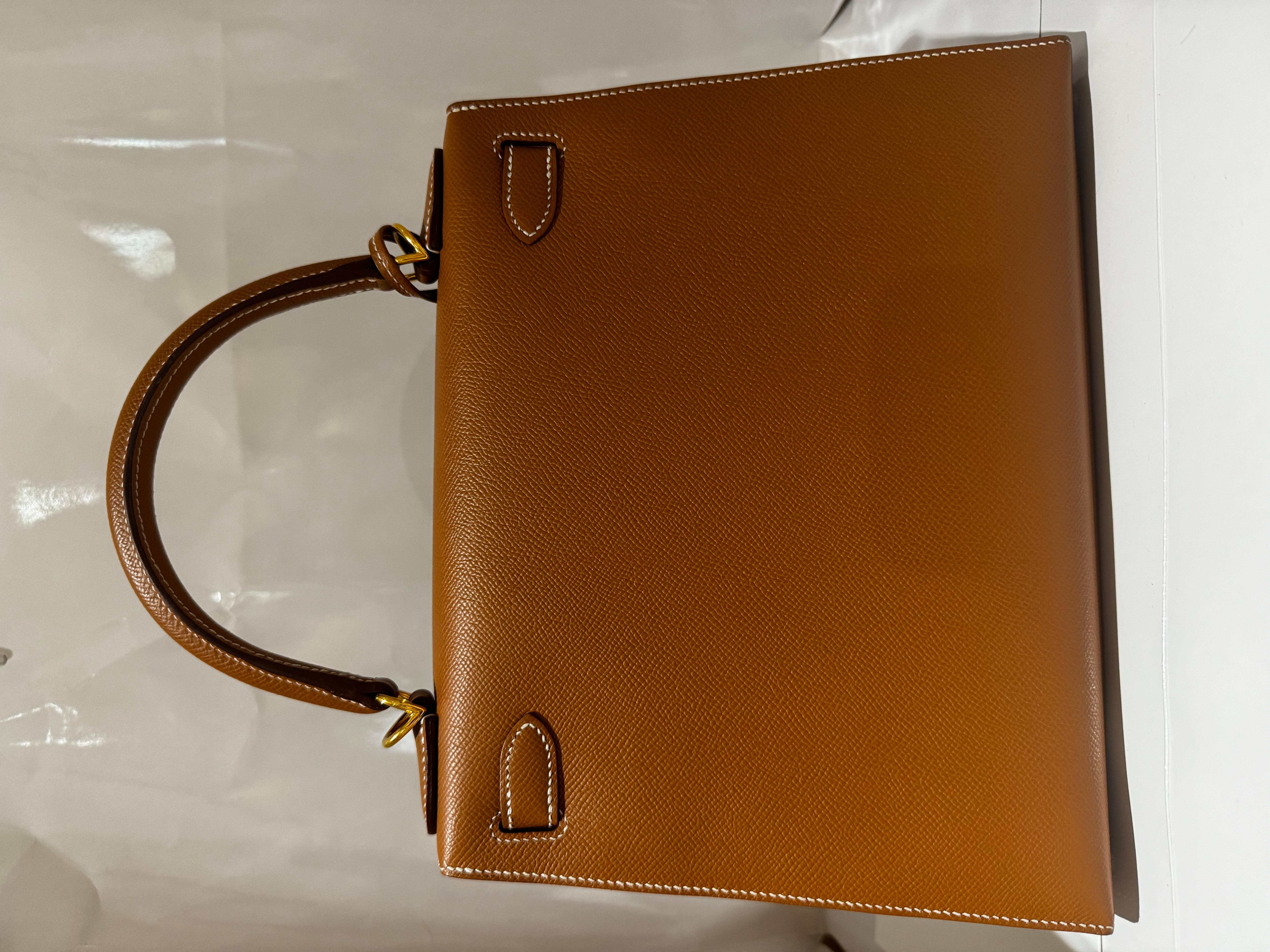 Brown Hermès Kelly 28 Gold bag Epsom with Gold Hardware