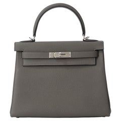 Hermès Kelly 28 Gris Etain Togo Palladium Hardware